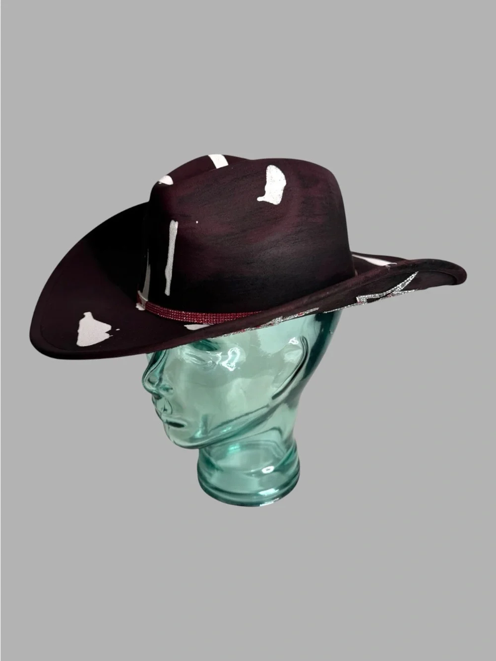 Custom Burgundy star rhinestone western Cowboy hat